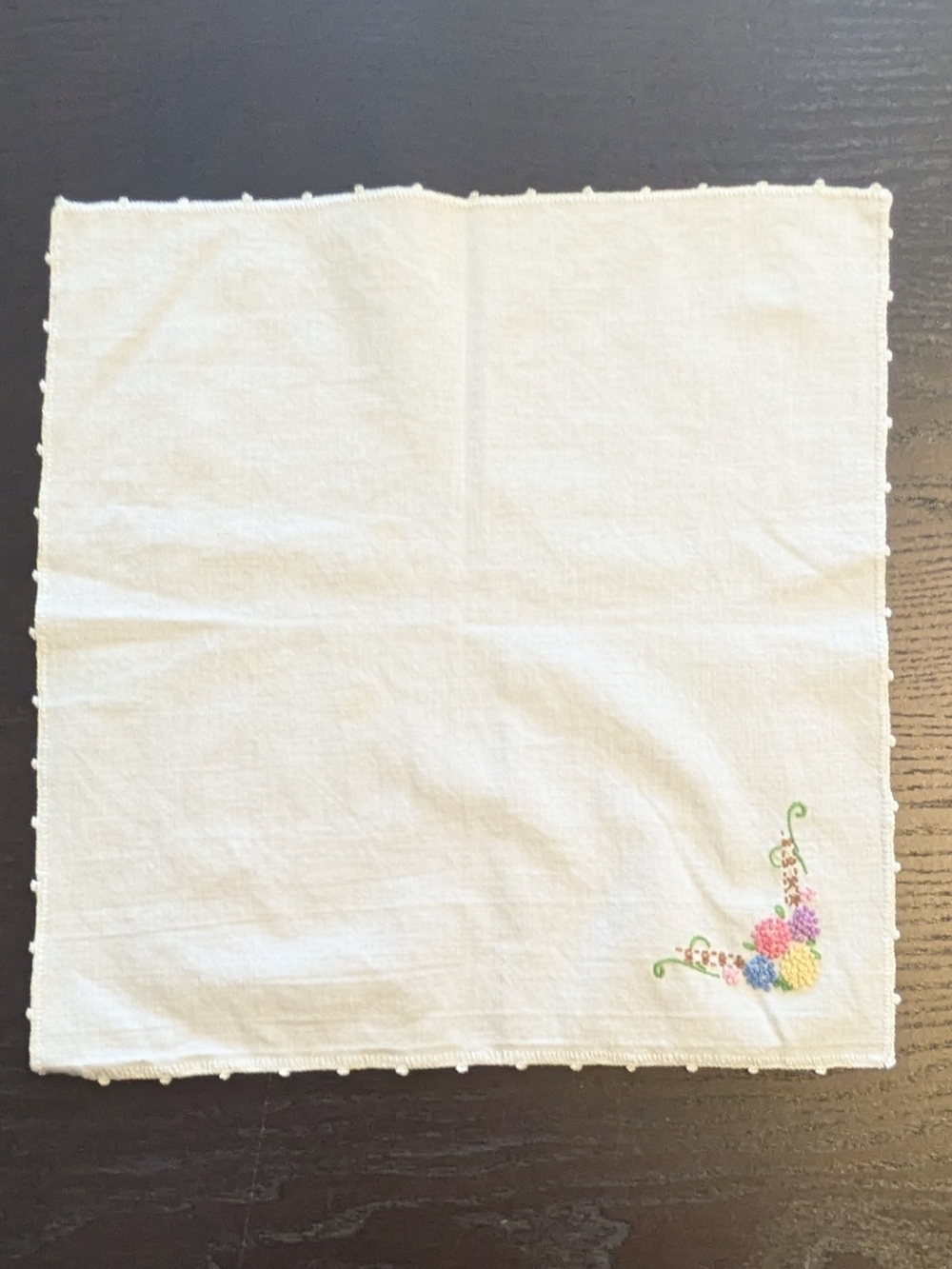 Vintage White Floral Hand Embroidered Cotton Napkins - Set of 8 - Picture 14 of 15